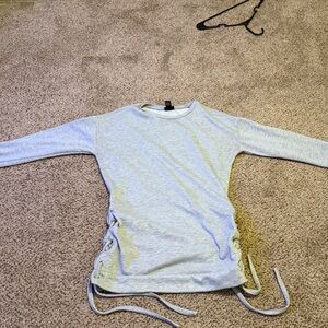 Rue21 Light Gray Lace-Up Long Sleeve Top